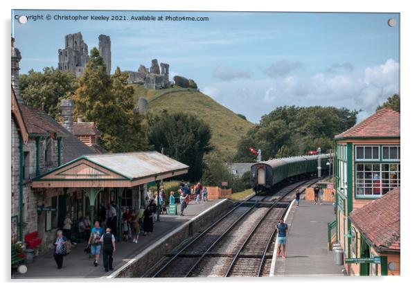 Corfe Castle railway station Acrylic by Christopher Keeley