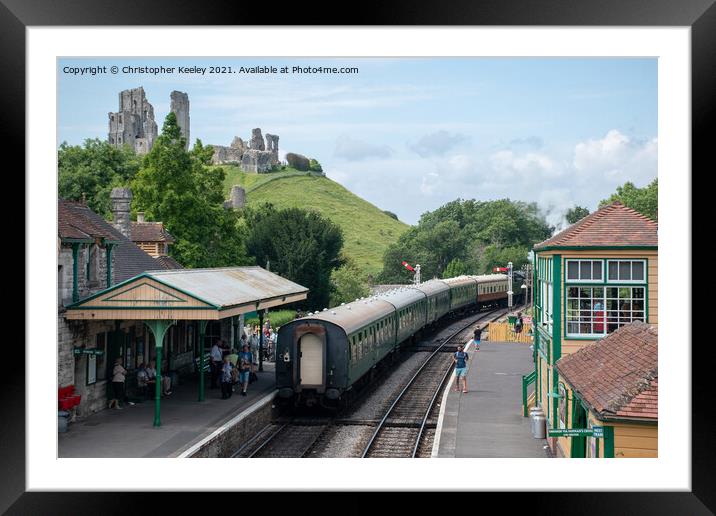 Corfe Castle train station Framed Mounted Print by Christopher Keeley