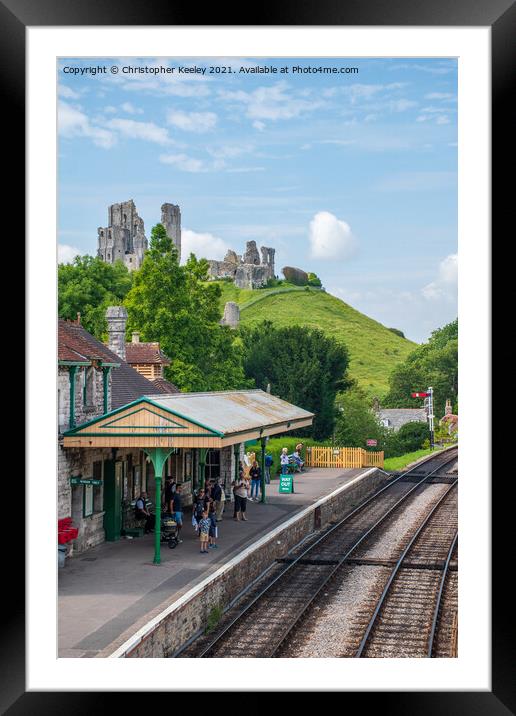 Corfe Castle train station Framed Mounted Print by Christopher Keeley