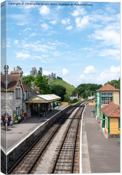 Corfe Castle train station Canvas Print by Christopher Keeley