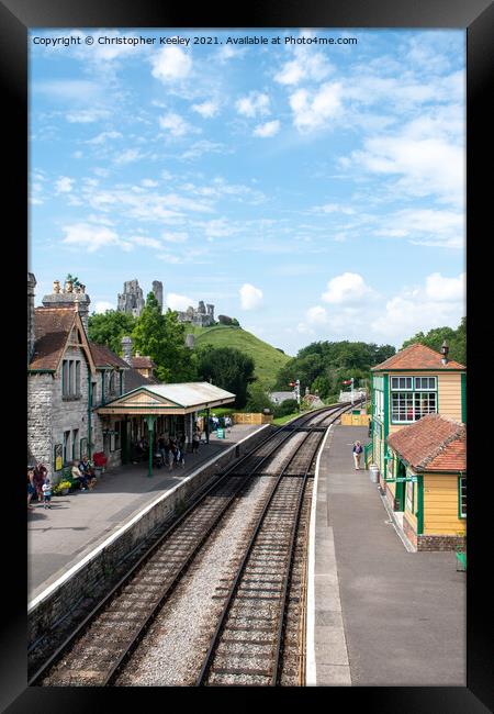 Corfe Castle train station Framed Print by Christopher Keeley