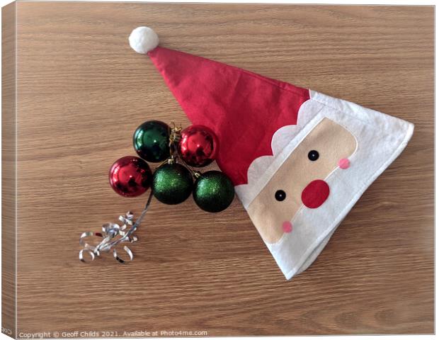  Christmas decorations Santa Hat - theme image. Canvas Print by Geoff Childs