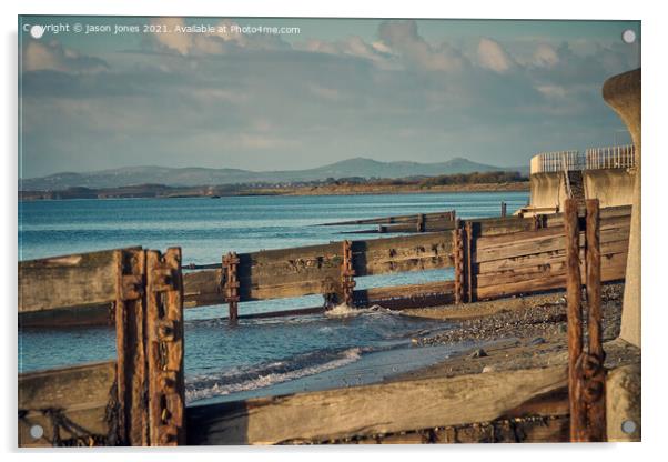 Criccieth Beach Acrylic by jason jones
