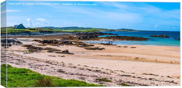 Sandy beach at Mannin Bay, County Galway panorama Canvas Print by Angus McComiskey
