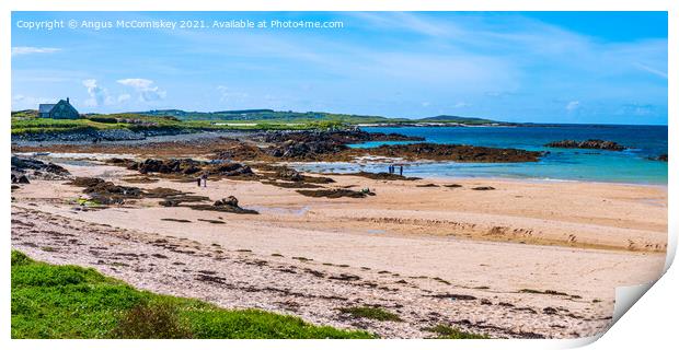 Sandy beach at Mannin Bay, County Galway panorama Print by Angus McComiskey