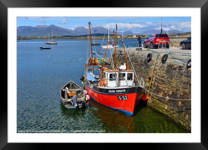 Fishing boat in Roundstone harbour, County Galway  Framed Mounted Print by Angus McComiskey