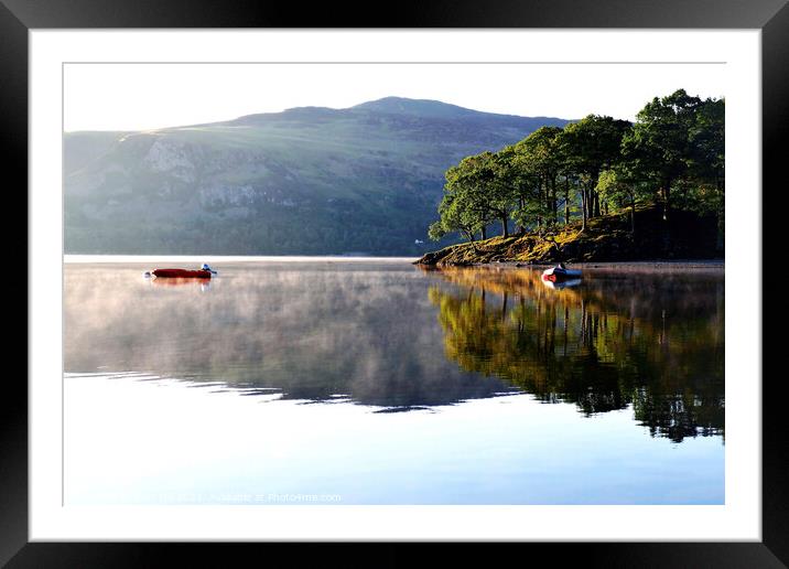 Morning mist on Derwent Water, Keswick, Cumbria. Framed Mounted Print by john hill