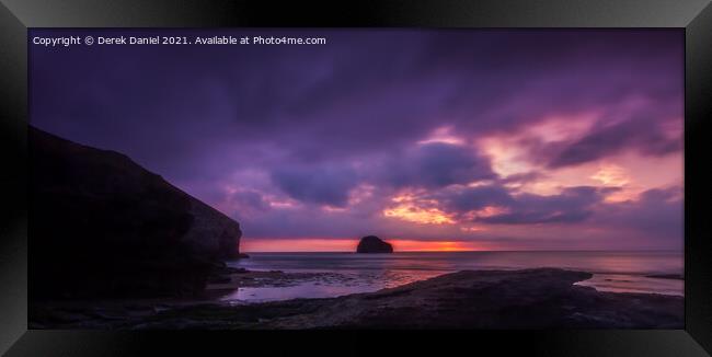 Trebarwith Strand Sunset, Cornwall (panoramic) Framed Print by Derek Daniel