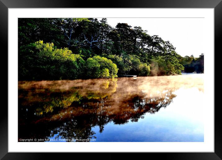 Morning mist and reflections, Derwent water, Cumbria. Framed Mounted Print by john hill