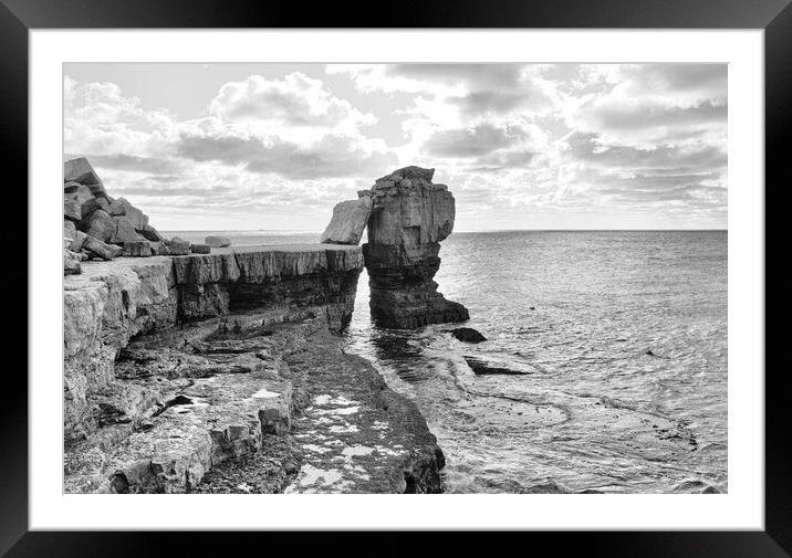 Pulpit Rock in mono Framed Mounted Print by Mark Godden