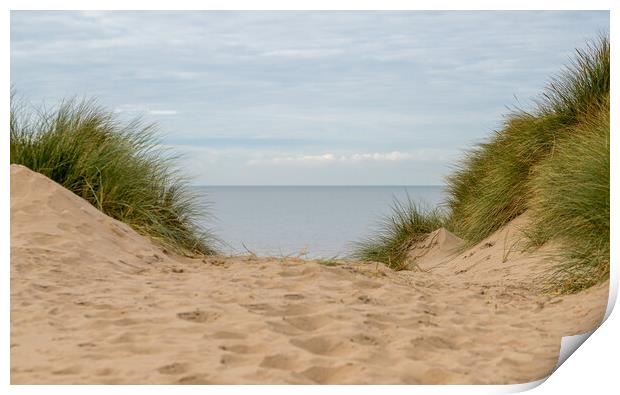 Irish Sea from the top of a sand dune Print by Jason Wells
