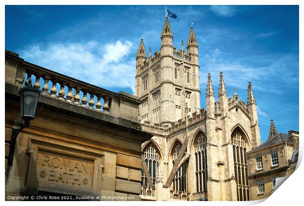 Bath Abbey and Roman Baths Print by Chris Rose