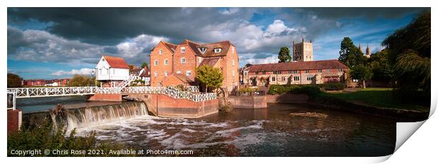 Tewkesbury, restored Abbey Mill and sluices Print by Chris Rose