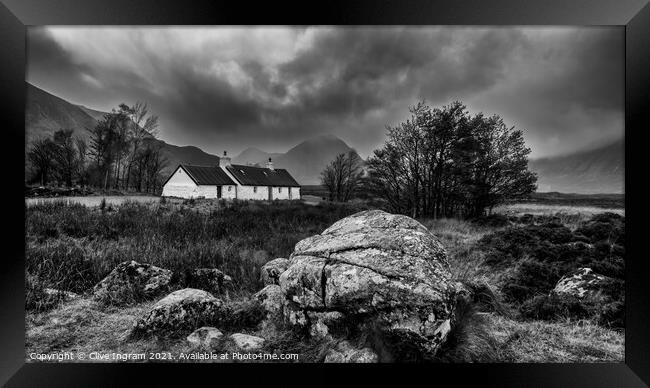 Black Rock Cottage Glencoe after rain Framed Print by Clive Ingram