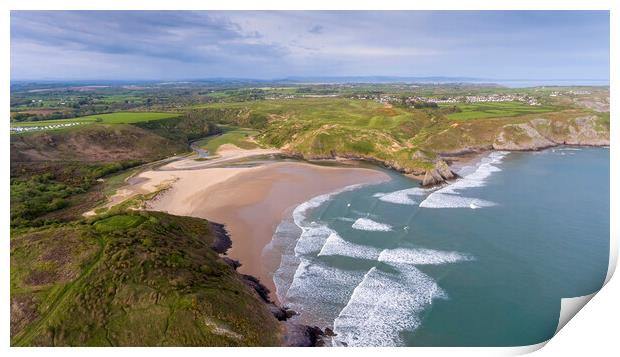 Three Cliffs Bay South Wales Print by Leighton Collins