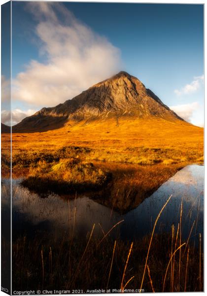Buachaille reflection Canvas Print by Clive Ingram