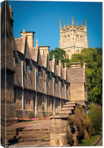  Chipping Campden, Almshouses and church Canvas Print by Chris Rose