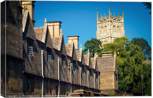  Chipping Campden, Almshouses and church Canvas Print by Chris Rose