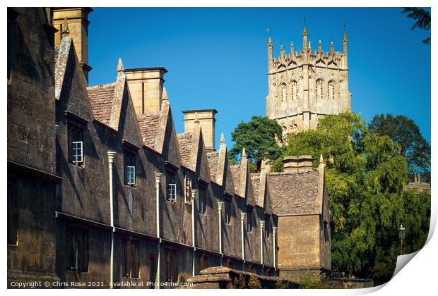  Chipping Campden, Almshouses and church Print by Chris Rose