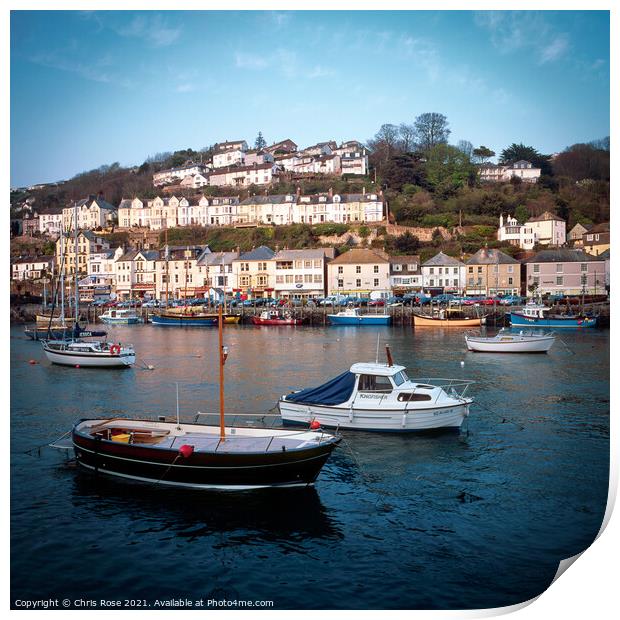 Looe, boats in the harbour Print by Chris Rose