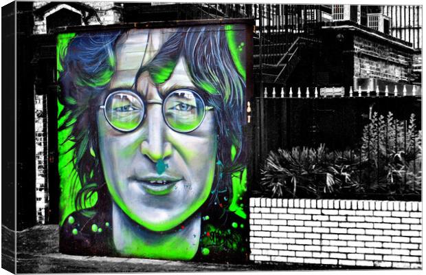 John Lennon Mural Street Art in Camden Town London Canvas Print by Andy Evans Photos