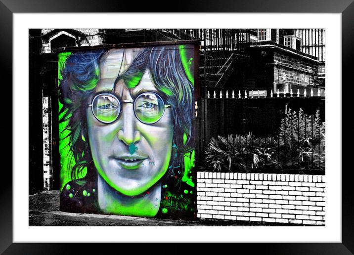 John Lennon Mural Street Art in Camden Town London Framed Mounted Print by Andy Evans Photos
