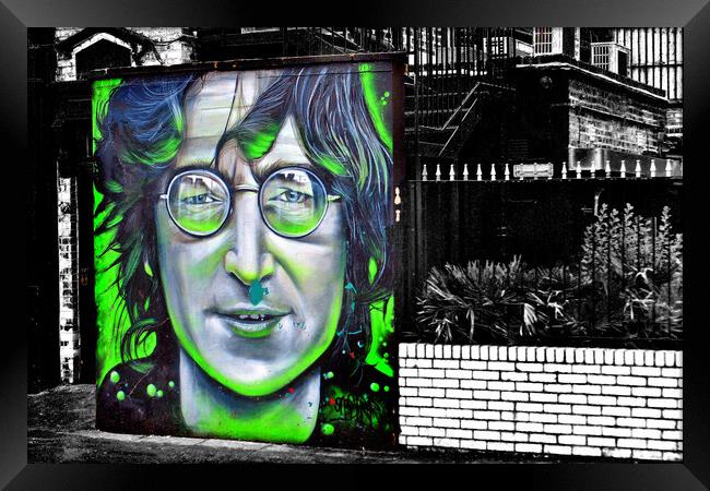 John Lennon Mural Street Art in Camden Town London Framed Print by Andy Evans Photos