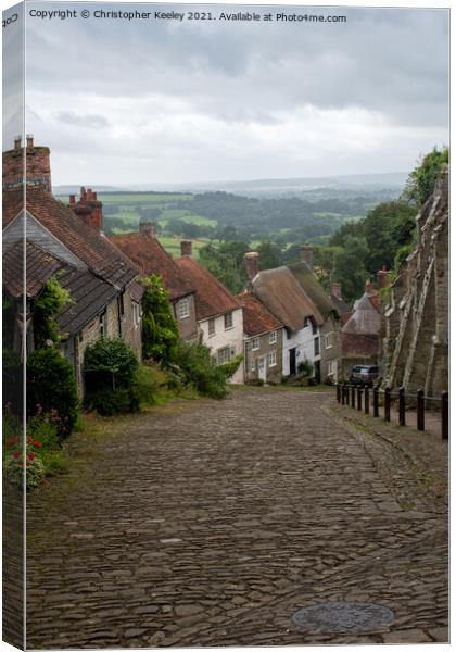 Gold Hill in Shaftesbury Canvas Print by Christopher Keeley