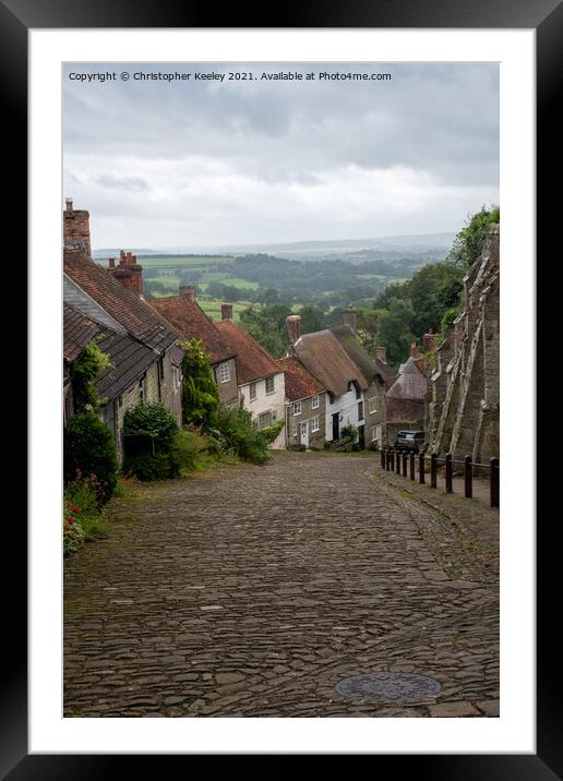 Gold Hill in Shaftesbury Framed Mounted Print by Christopher Keeley