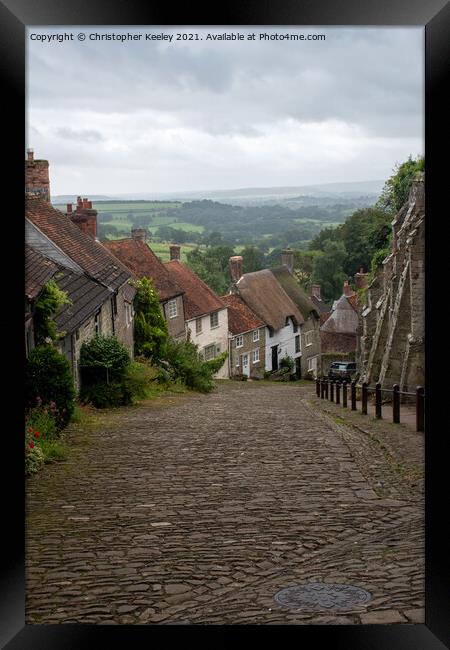 Gold Hill in Shaftesbury Framed Print by Christopher Keeley