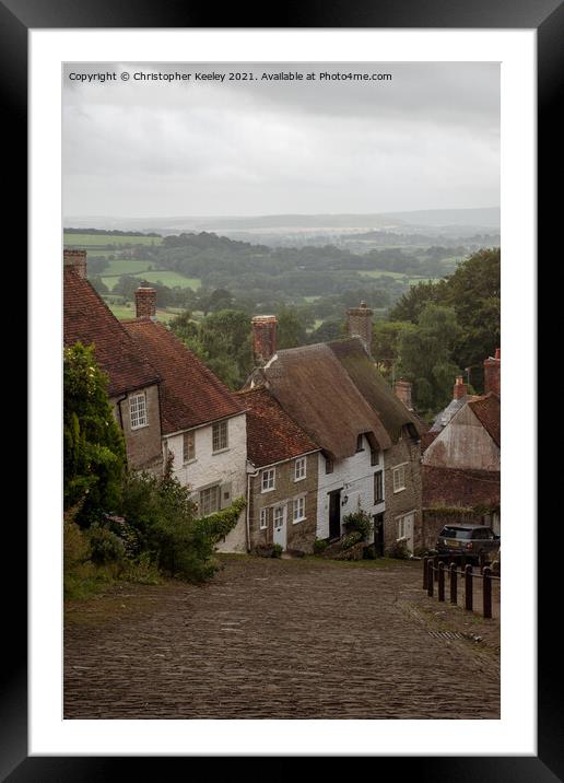 Gold Hill in Shaftesbury, Dorset Framed Mounted Print by Christopher Keeley