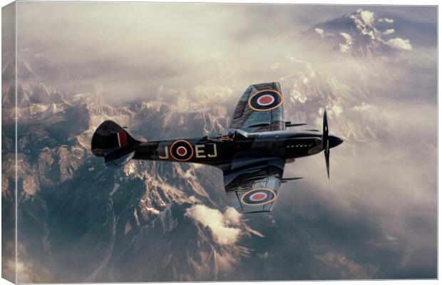 Supermarine Spitfire Flying High Canvas Print by Derek Beattie