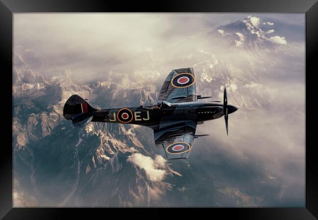 Supermarine Spitfire Flying High Framed Print by Derek Beattie