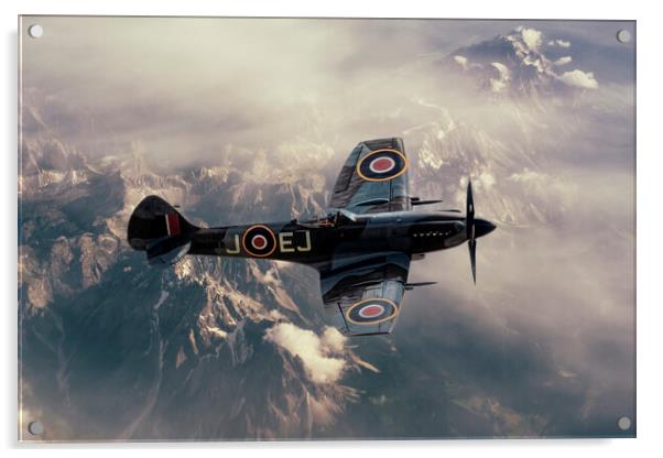 Supermarine Spitfire Flying High Acrylic by Derek Beattie