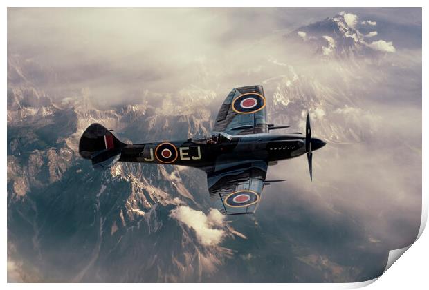 Supermarine Spitfire Flying High Print by Derek Beattie