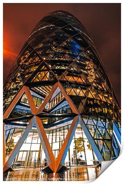 The Gherkin building, 30 St Mary Axe, City of London Print by Hiran Perera