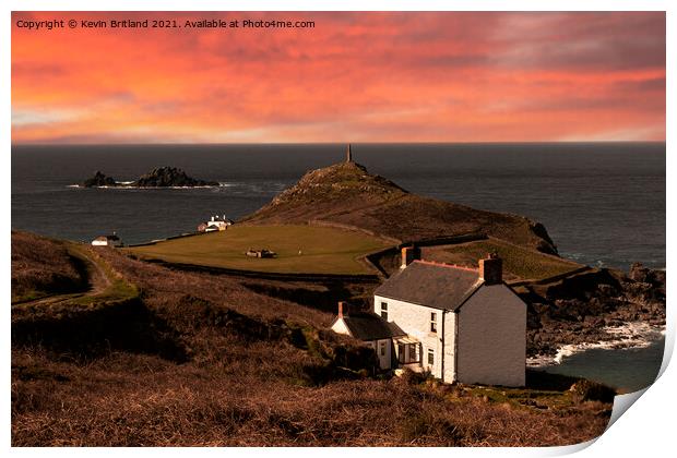 Sunset at cape cornwall Print by Kevin Britland