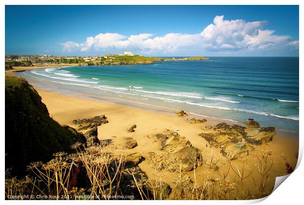 Newquay beaches Print by Chris Rose