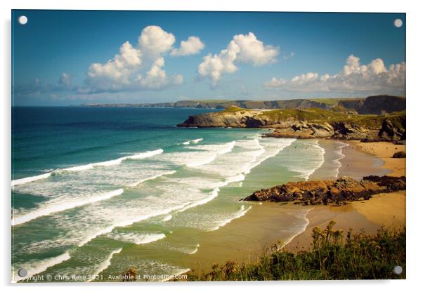 Newquay beaches Acrylic by Chris Rose