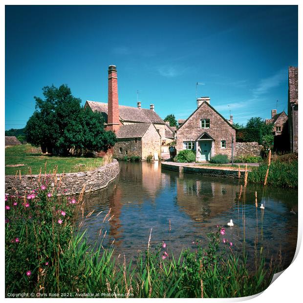 Lower Slaughter, the old mill Print by Chris Rose