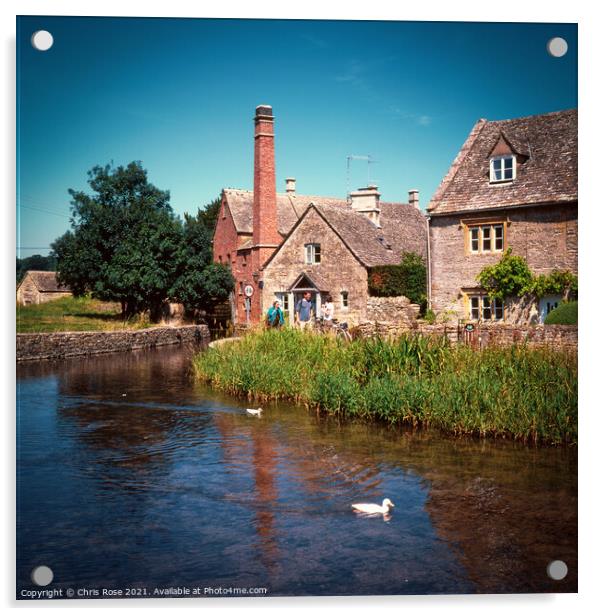 Lower Slaughter, the old mill Acrylic by Chris Rose