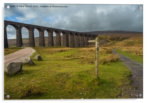Ribblehead Viaduct on the Settle Carlisle railway in the Yorkshi Acrylic by Peter Stuart