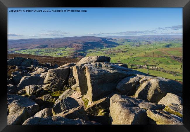 on the summitof Simon Seat in the Yorkshire Dales Framed Print by Peter Stuart