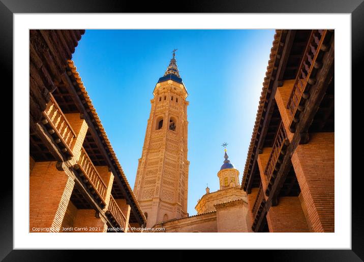 Mudejar tower of the Colegita of Santa Maria the Mayor, Calatayu Framed Mounted Print by Jordi Carrio