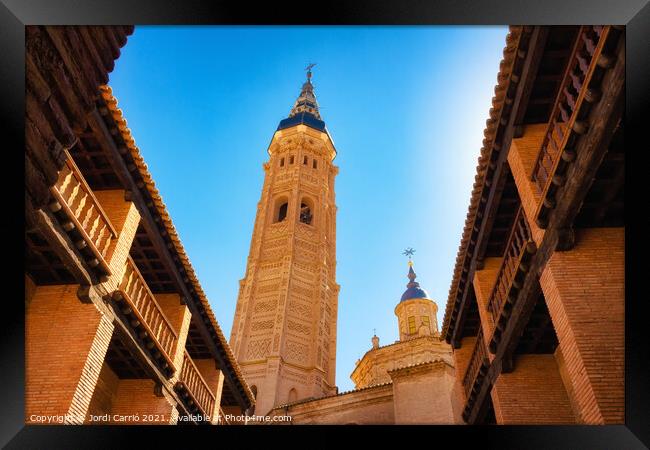 Mudejar tower of the Colegita of Santa Maria the Mayor, Calatayu Framed Print by Jordi Carrio