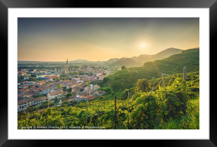 Col San Martino, vineyards and village. Prosecco Hills Framed Mounted Print by Stefano Orazzini