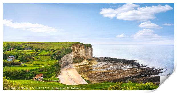 Vaucottes beach and cliffs. Fecamp, Normandy Print by Stefano Orazzini