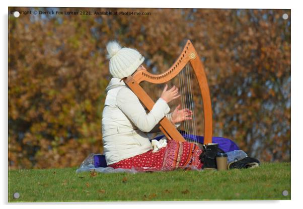 Heaton park harp player Acrylic by Derrick Fox Lomax