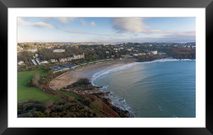Langland Bay in Swansea Framed Mounted Print by Leighton Collins