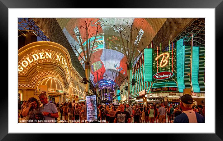 Downtown Vegas Framed Mounted Print by Kev Robertson